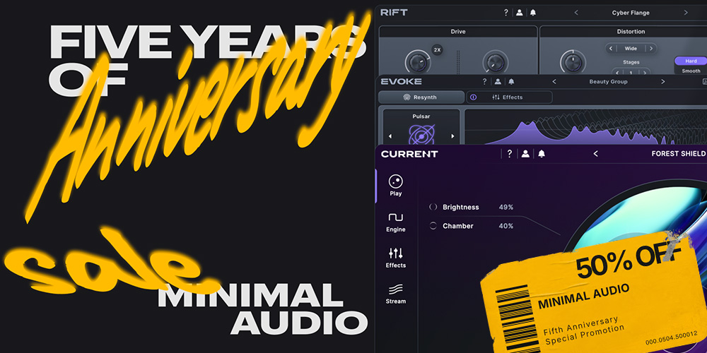 あなたが現在見ているのは 【期間限定】Minimal Audio 5周年アニバーサリーセール：全プラグイン 50% OFF