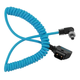 Coiled D-Tap to Locking DC 2.1mm Right Angle Cable