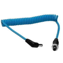 Locking DC 2.1mm to Right Angle DC Male to Male Coiled Cable
